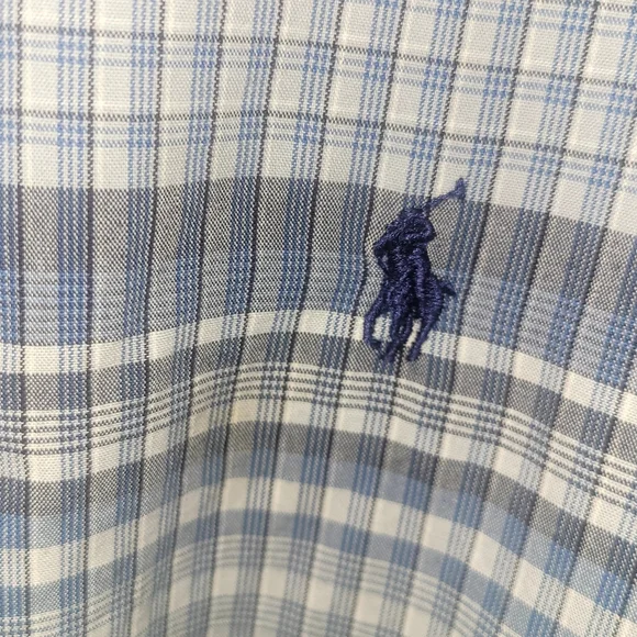 Ralph Lauren Blue and White Checkered Button Up Dress Shirt. Mens Size LG. - Picture 2 of 8